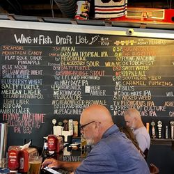 Wing And Fish Company - List of beers available on tap.