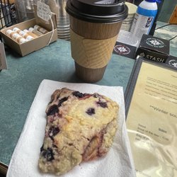 Jenni's Sacred Grounds - Berry Scone & Medium Caramel Latte