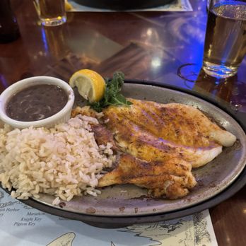 The Fish House - Blackened grouper with rice and beans. It was amazing! - Seafood Near Me - Key Largo, Florida The Fish House - Blackened grouper with rice and beans. It was amazing! - Seafood Near Me - Key Largo, Florida