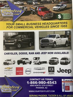 Fleet Service & Wholesale Parts Pricing - We service all medium duty vehicles in fleets, government use, and large businesses. Call Courtesy Commercial Fleet for details. We do not service 18 wheelers. We are a medium duty and we can work on RVs, small buses, etc on a case by case. Please call for details.
