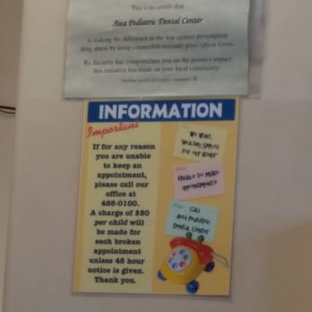 Aiea Pediatric Dental Center - Need to give 48 hour notice for cancellation. If not, be prepared to fork over $50.00. - Pediatric Dentists Near Me - Aiea, Hawaii Aiea Pediatric Dental Center - Need to give 48 hour notice for cancellation. If not, be prepared to fork over $50.00. - Pediatric Dentists Near Me - Aiea, Hawaii