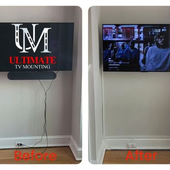 Ultimate TV Mounting - Custom On-wall Concealment & Client didn't like the look of the soundbar. Mounted it behind the TV. - TV Mounting Near Me - Glenn Dale, Maryland
