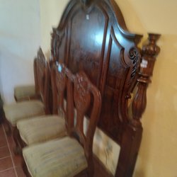 Alfredos Galeria - King Size Headboard       Set of 6 old mexican carved chairs