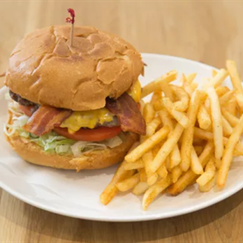 Cravings - Bacon Cheese Burger with Fries - Mediterranean Near Me - Los Angeles, California Cravings - Bacon Cheese Burger with Fries - Mediterranean Near Me - Los Angeles, California