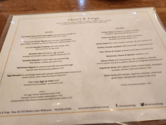 Menu photo 1 Cherry & Twigs Melbourne, VIC Menu photo 1 Cherry & Twigs Melbourne, VIC