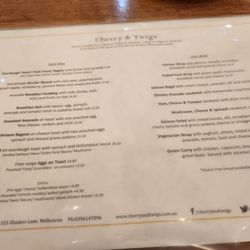 Cherry & Twigs - Menu