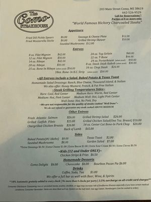 Menu photo 2 Como Steak House Como, MS