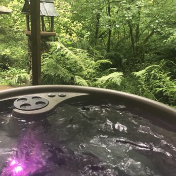 Rainier Cottages - View from hot tub. It was raining but since it's covered you get to just enjoy the sound. - Vacation Rentals Near Me
