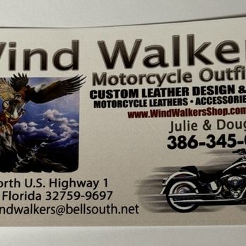 Wind Walkers Motorcycle Outfitters - Front of business card - Leather Goods Near Me - Oak Hill, Florida