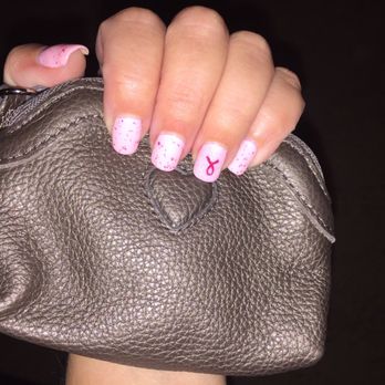 Just For You Nails Spa - Breast Cancer Awareness Nails by Vivian! - Nail Salons Near Me - Katy, Texas
