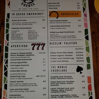Paloma Suerte - Menu page 1 - Mexican Near Me - Fort Worth, Texas Paloma Suerte - Menu page 1 - Mexican Near Me - Fort Worth, Texas