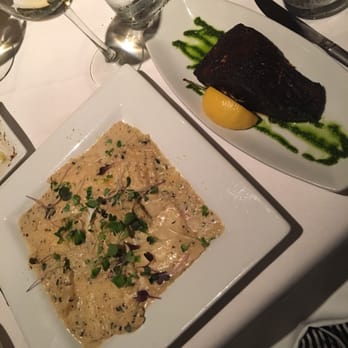 Michaelangelo's - Cheese ravioli with the porcini crusted salmon!! AMAZING - Italian Near Me - Cleveland, Ohio Michaelangelo's - Cheese ravioli with the porcini crusted salmon!! AMAZING - Italian Near Me - Cleveland, Ohio