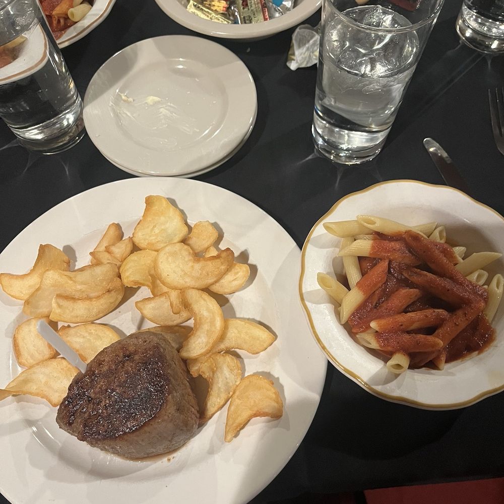 Cascio's Steak House - Filet mignon with fries and mostaccioli - Italian Near Me - Omaha, Nebraska Cascio's Steak House - Filet mignon with fries and mostaccioli - Italian Near Me - Omaha, Nebraska