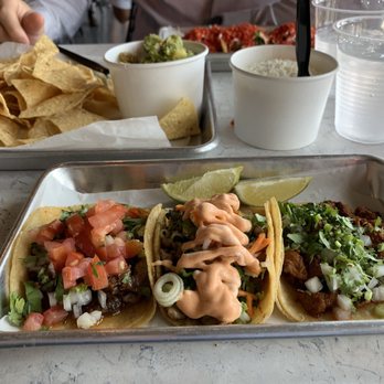 OMG Tacos - From L to R: OMG Steak, OMG Chicken, Pastor - Asian Fusion Near Me - Richardson, Texas