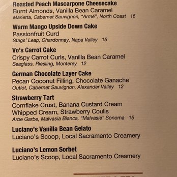 Dawson's - Dessert menu. - Steakhouses Near Me - Sacramento, California