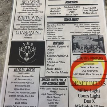 Pub 55 - Menu circa June, 2026 - Sports Bars Near Me - Lubbock, Texas
