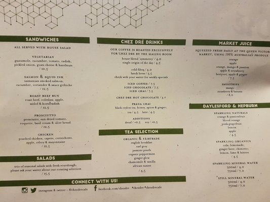 Menu photo 1 Chez Dre South Melbourne, VIC Menu photo 1 Chez Dre South Melbourne, VIC