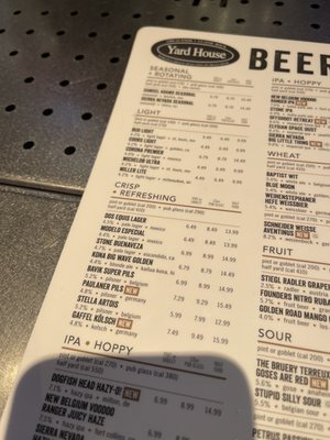 Menu photo 8 Yard House Indianapolis, IN