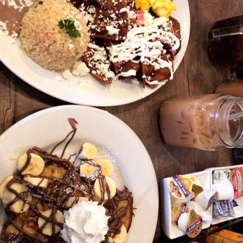 Cafe De Olla - Chilaquiles Azteca, Banatella, Iced Café de Olla. - American Near Me - Burbank, California