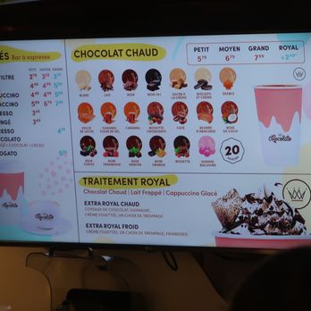 Chocolato - Menu board, circa Sep 2023. - Ice Cream & Frozen Yogurt Near Me - Quebec City, Quebec Chocolato - Menu board, circa Sep 2023. - Ice Cream & Frozen Yogurt Near Me - Quebec City, Quebec