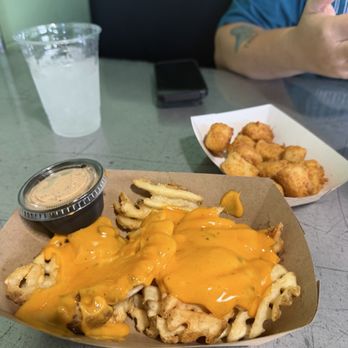 Brake Burger Garage - Loaded Waffle Fries loaded Needs more then cheese but they are good - Burgers Near Me - Lake Wales, Florida Brake Burger Garage - Loaded Waffle Fries loaded Needs more then cheese but they are good - Burgers Near Me - Lake Wales, Florida
