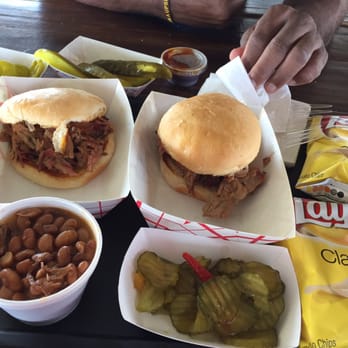 Ham Orchards - Peach pulled pork sandwiches were great and as well as the beans - Farmers Market Near Me - Terrell, Texas