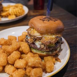 Detroit Burger Bar - Detroit Kobe Beef Burger w/ Tater Tots