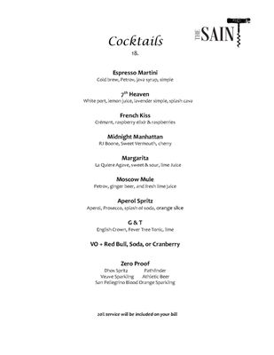 Menu photo 3 The Saint Saint Helena, CA