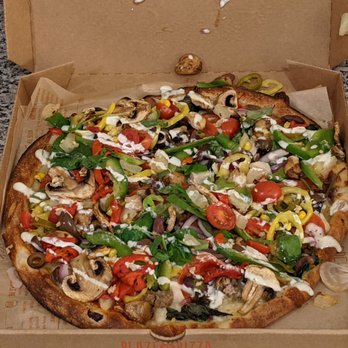 Blaze Pizza - 11" BYO Pizza with all meat & veggie toppings EXCEPT artichokes - Salad Near Me - Cerritos, California
