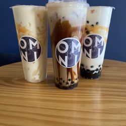 Omni Cafe - 2 sunrise slush and tiger milk w/ cheese foam. Nom nom nom