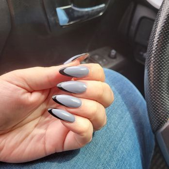 Chic Nails & Spa - Gel X full set with black French tips - Nail Salons Near Me - San Dimas, California