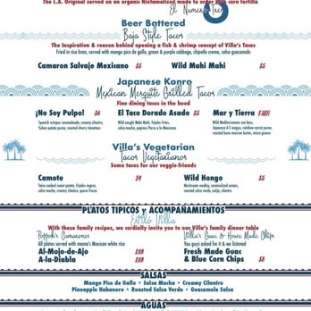 Villas Tacos - Exclusive menu for this location. - Mexican Near Me - Los Angeles, California