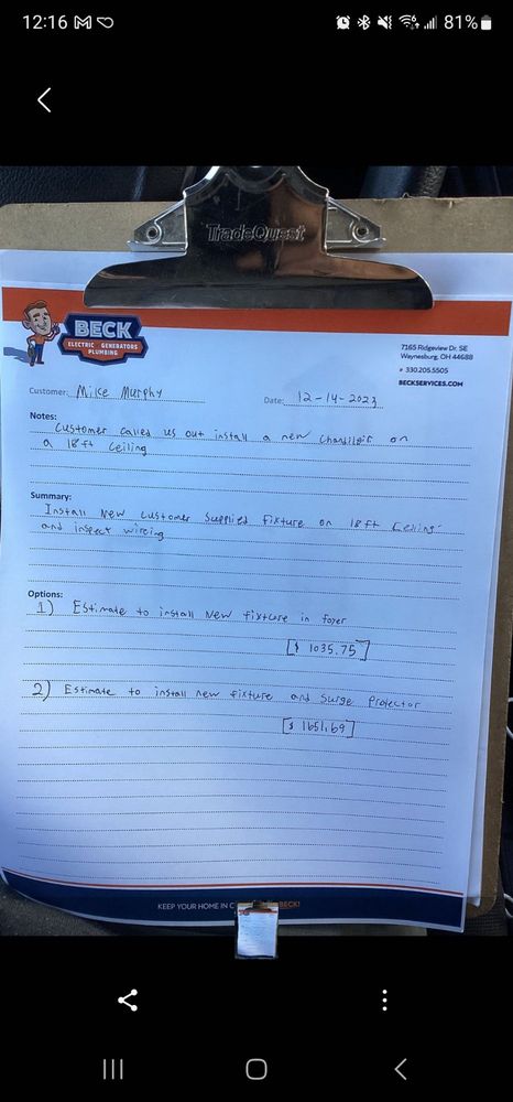 Slide of Beck Electric, Generators, & Plumbing