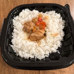 Wow Bao - What is this? A table spoon of chicken? It doesn't look like teriyaki or orange chicken?