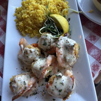 Crabby's Oyster Bar - This was crab stuffed shrimp with a delicious conk cream sauce, and conk chowder - Seafood Near Me - Jensen Beach, Florida