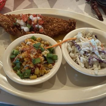 A Little Shady Restaurant - Queso catfish either jalapeño coleslaw and street corn. - American Near Me - Kyle, Texas A Little Shady Restaurant - Queso catfish either jalapeño coleslaw and street corn. - American Near Me - Kyle, Texas