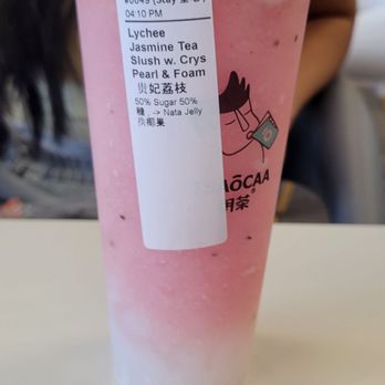 Tsaocaa - Austin - Lychee Jasmine Tea Slush w Crystal Pearl and Foam - Bubble Tea Near Me - Austin, Texas