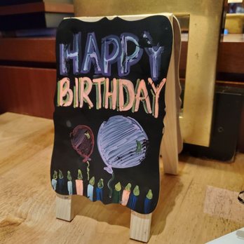 Seasons 52 - A little happy birthday sign on the table but there was no one in the restaurant to come by and say happy birthday - New American Near Me - Indianapolis, Indiana Seasons 52 - A little happy birthday sign on the table but there was no one in the restaurant to come by and say happy birthday - New American Near Me - Indianapolis, Indiana