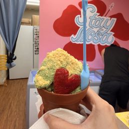 Cup with matcha ice cream