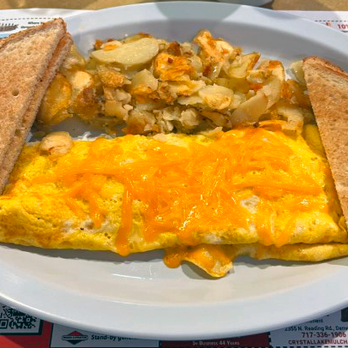 Mount Penn Family Restaurant - Three Cheese Omelet with Potatoes and Toast - American Near Me - Reading, Pennsylvania Mount Penn Family Restaurant - Three Cheese Omelet with Potatoes and Toast - American Near Me - Reading, Pennsylvania