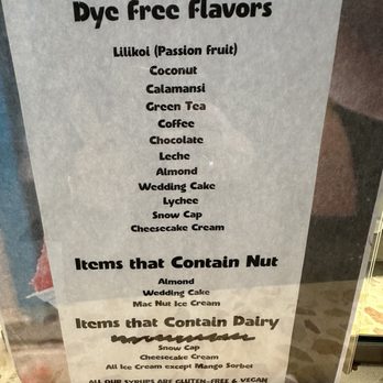 Ululani's - Dye free flavors! Yay!! - Shaved Ice Near Me - Chula Vista, California