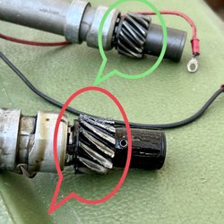 AP Vintage Motors - Front - Existing Distributor (gear worn down)
Rear - New Distributor (gear is pristine)