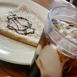 La Creperia Cafe - Nutella Crepe and Iced coffee with almond milk.