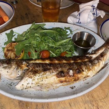 Mandolin Aegean Bistro - Very Small Whole Mediterranean Sea Bass - Mediterranean Near Me - Miami, Florida
