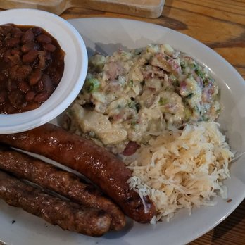 Rosamunde Sausage Grill - Bavarian plate with Nuernberger Bratwurst and Thuringer - German Near Me - San Francisco, California Rosamunde Sausage Grill - Bavarian plate with Nuernberger Bratwurst and Thuringer - German Near Me - San Francisco, California