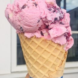 Black raspberry chip in a waffle cone Black raspberry chip in a waffle cone