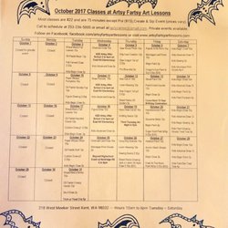 Artsy Fartsy Art Lessons - Here is the October Class Calendar at Artsy Fartsy Art Lessons!