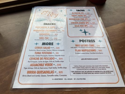 Menu photo 1 El Rey Mezcal Bar Toronto, ON Menu photo 1 El Rey Mezcal Bar Toronto, ON