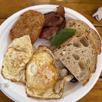 Kiwi Coffee Cafe - big breakfast with 2 eggs, bacon, sourdough and hash brown - Cafes Near Me - DeLand, Florida Kiwi Coffee Cafe - big breakfast with 2 eggs, bacon, sourdough and hash brown - Cafes Near Me - DeLand, Florida