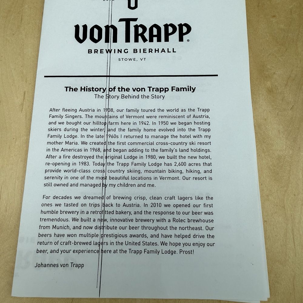 Von Trapp Brewing Bierhall Restaurant - Austrian Near Me - Stowe, Vermont